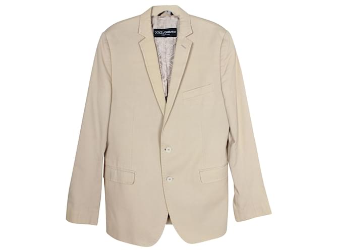 Dolce & Gabbana Blazer ajusté à boutonnage simple en coton beige  ref.957966