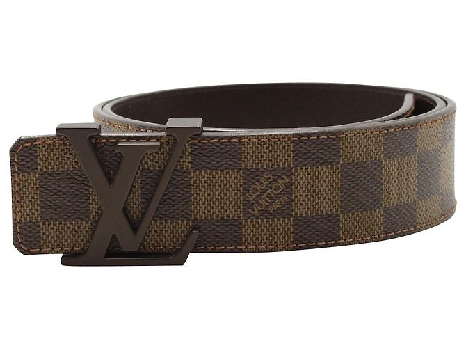 Louis Vuitton Cinto com fivela LV em couro marrom Damier