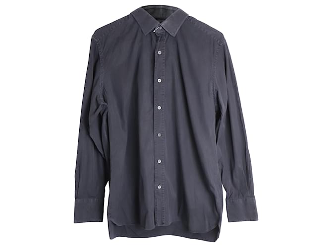 Camicia classica con bottoni Tom Ford in cotone nero  ref.957973
