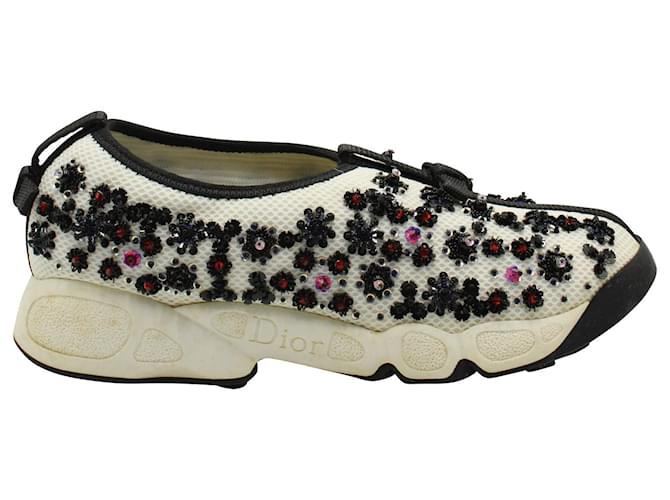 Zapatillas deportivas sin cordones Fusion adornadas Dior en malla blanca Blanco Poliamida Nylon  ref.957974