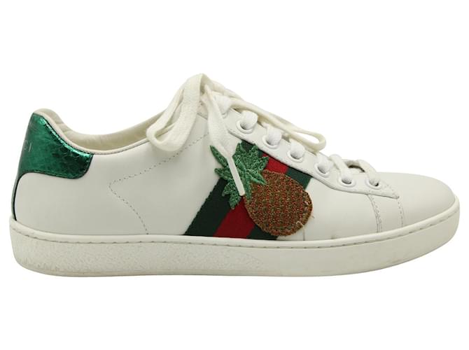 Gucci Ace Lady Bug Sneakers in White Leather   ref.957976