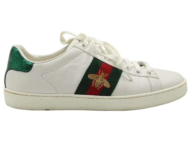 Gucci Ace Bee Sneakers in White Leather  ref.957980