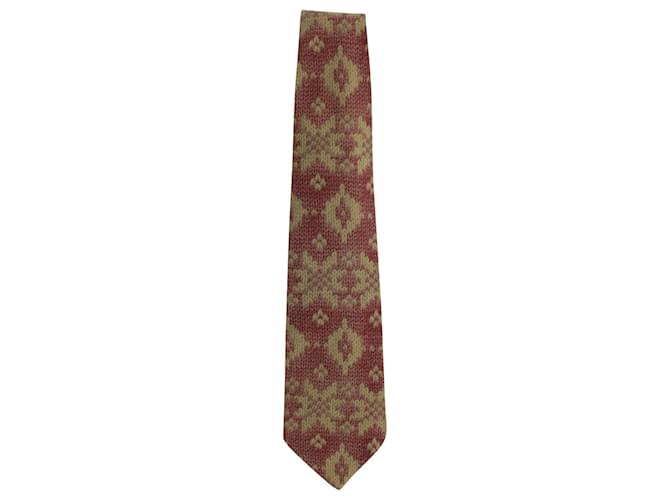 Cravate imprimée Giorgio Armani en soie bordeaux Marron Rouge  ref.958008