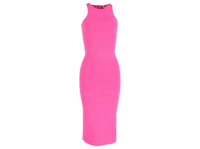 Michael Kors Ribbed Stretch Tank Fitted Dress in Pink Viscose Cellulose fibre  ref.958015