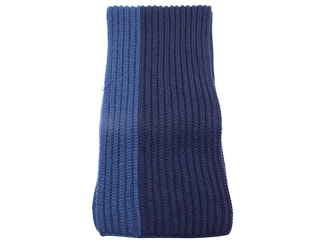 Loro Piana Two-Tone Knitted Scarf in Blue Cashmere Wool  ref.958018