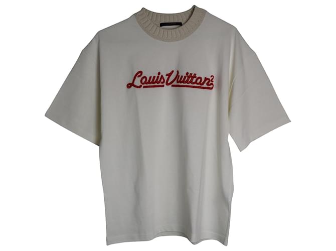 Louis Vuitton x Nigo T-Shirt mit Stehkragen aus weißer Baumwolle  ref.958020