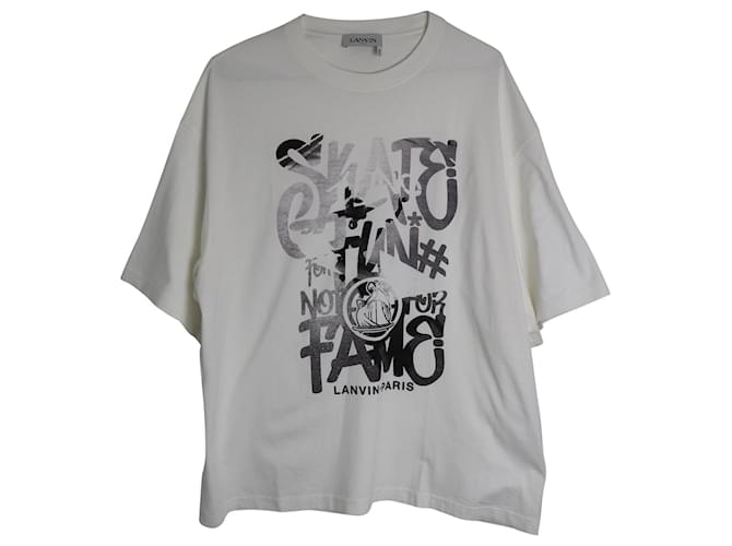 Camicia con stampa grafica Skate Lanvin in cotone bianco  ref.958022