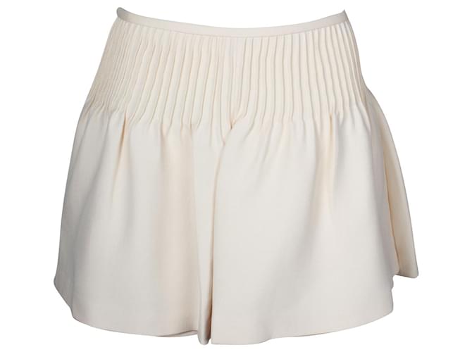 Minifalda con pliegues en lana color crema de Valentino Garavani Blanco Crudo  ref.958029