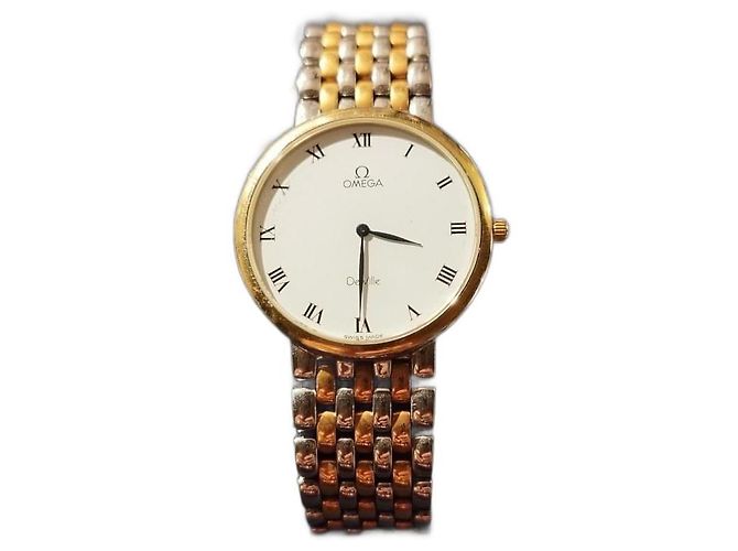 Relógio Omega de Quartzo Aço Ouro Prata Dourado
