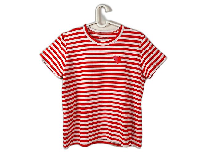 T-shirt a righe rosso e bianco in cotone Tory Burch Tory Sport