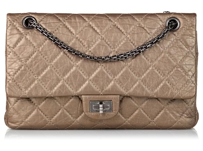 Chanel Brown Reissue 228 Lambskin Double Flap Bag Light brown Leather  ref.958235