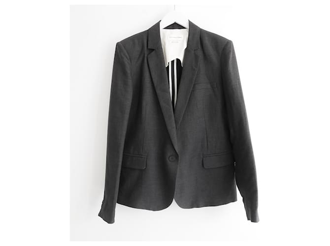 Isabel Marant Etoile linen mix blazer jacket Dark grey Cotton  ref.958369