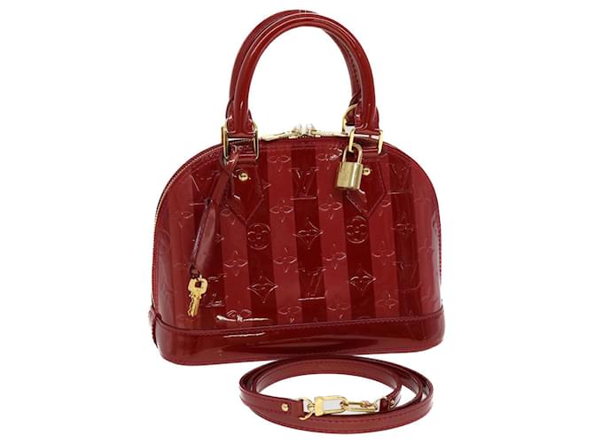 LOUIS VUITTON Vernis Rayure Alma BB Hand Bag Red M915593 LV Auth 44749 Patent leather  ref.958438