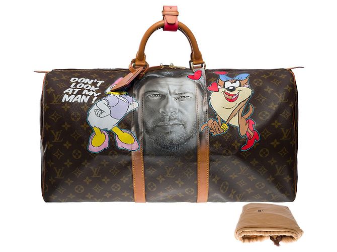 LOUIS VUITTON Borsa Keepall in Tela Marrone - 100222