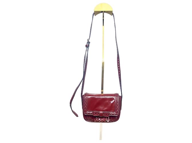 Burberry Maroon Bow Patent Leather Crossbody Bag Nano Dark red  ref.958496