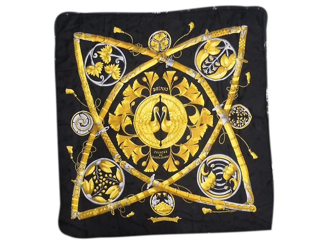 Kelly Hermès Lenços Hermes Daimyo Princes Du Soleil Levant By Fr. Faconnet Preto