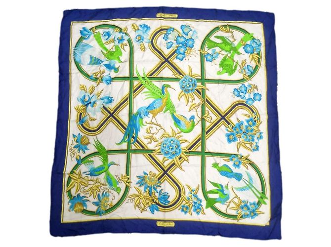 Constance Hermès Hermes sciarpe Caraibes Bianco Blu Verde 