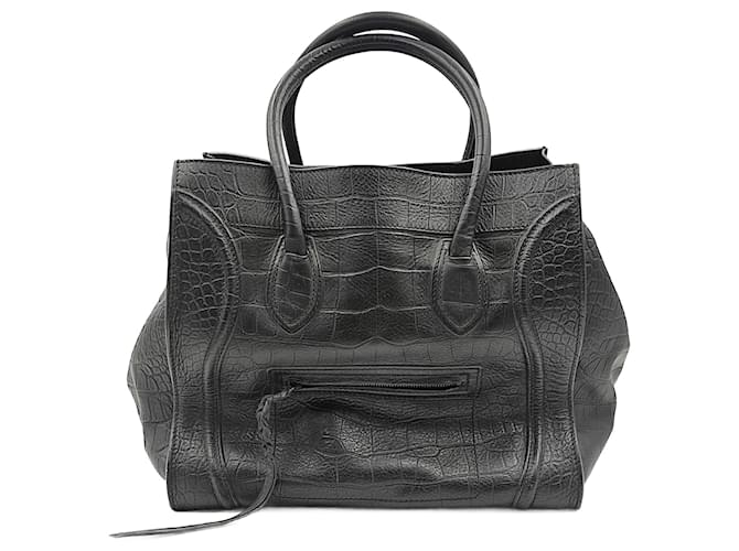 Céline Luggage Phantom large bag in coco print leather Black  ref.958589