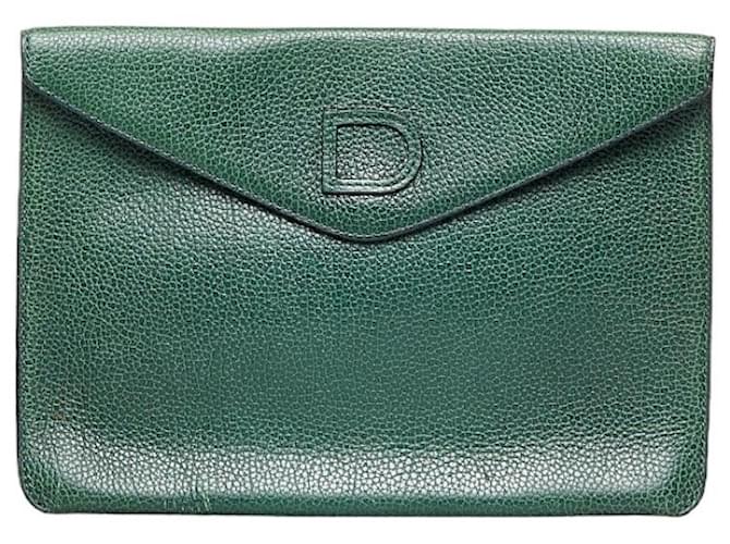 Delvaux Leather Clutch Bag Green Pony-style calfskin  ref.958647