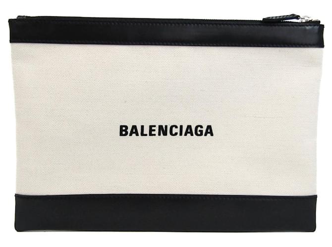 Balenciaga Navy pouch Beige Pony-style calfskin  ref.958825