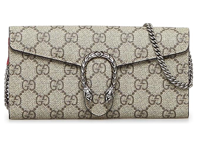 Gucci Brown GG Supreme Dionysus Wallet on Chain Beige Cloth Cloth