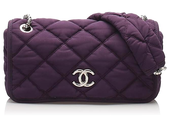 Chanel Jumbo Dark Purple Quilted Lambskin Classic Double Flap Bag 100% Auth