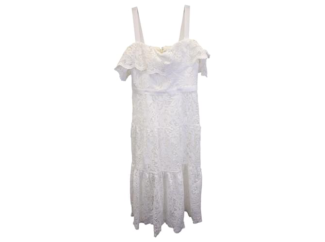 Marc Jacobs Marchesa Notte Off-The-Shoulder Embroidered Lace Cocktail Dress In Ivory Polyester White Cream  ref.959011