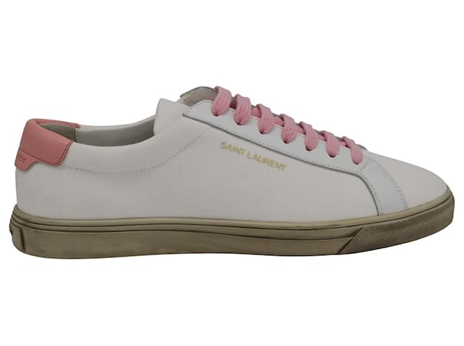 Saint Laurent Andy Sneakers in White Canvas Cloth  ref.959017