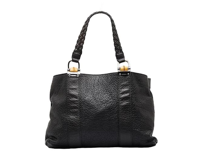 Gucci Leather Bamboo Bar Shoulder Bag 232947 Black  ref.959031