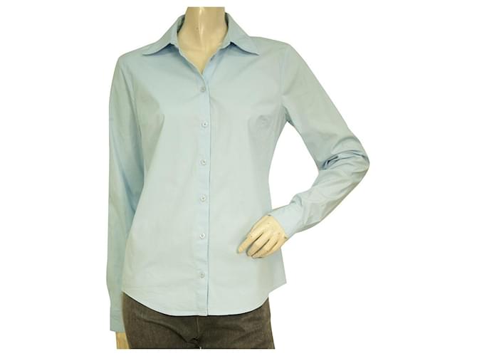 Michael Kors Light Blue Collared Button Down Front Shirt Top size S Cotton  ref.959062