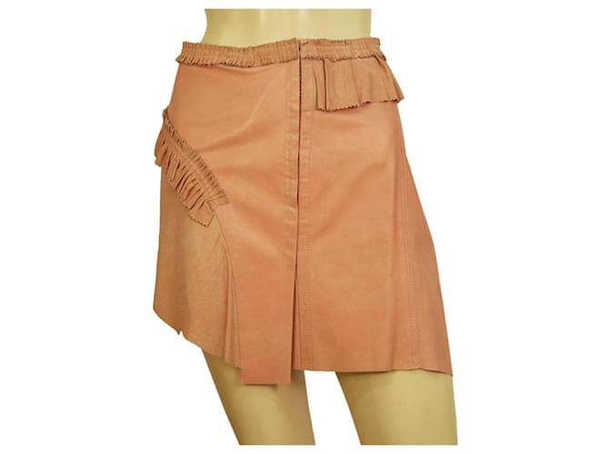 Plein Sud Plain Sud Pink Leather & Suede Asymmetric Hook & Eye Closure Mini Skirt Size 40  ref.959066