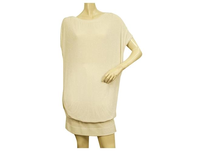 Vivienne Westwood Anglomania Weißes, silbrig glänzendes, drapiertes Minikleid, Größe XS Acetat  ref.959076