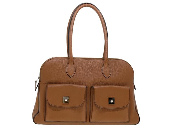 Hermès HERMES Caravas 43 Hand Bag Leather Brown Auth am4464  ref.959180