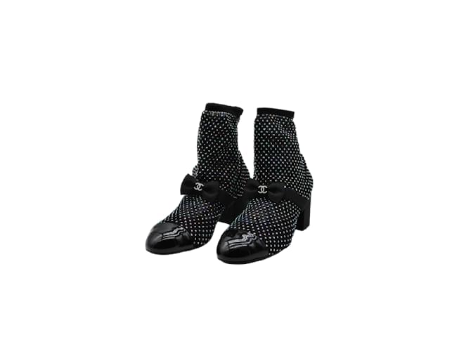 CHANEL  Ankle boots T.EU 39 glitter Black  ref.959279