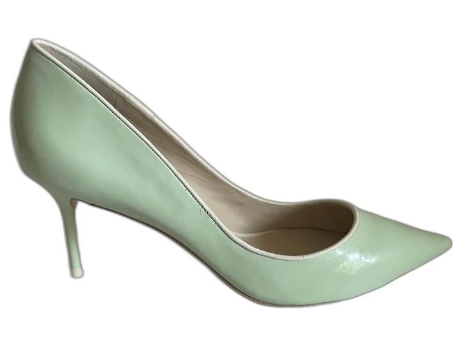 Sophia Webster Lola Pipe Mint 70 Absatz Schuhe Weiß Hellgrün Lackleder