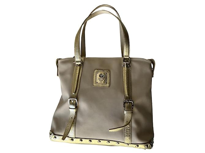 Autre Marque Handbags Beige Golden Leather Cloth  ref.959539