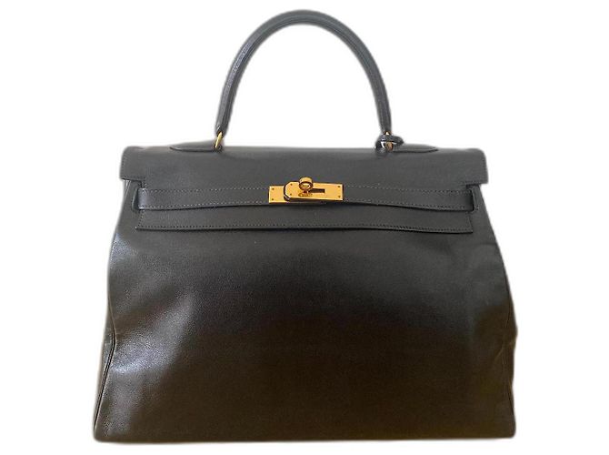 Kelly Borsa Hermès in pelle nera 35cm Nero