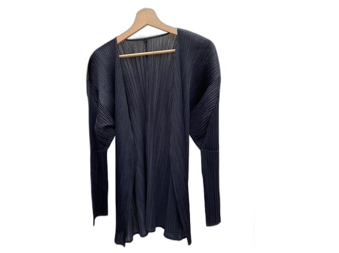 Issey Miyake Pleats Please Strickjacke Schwarz