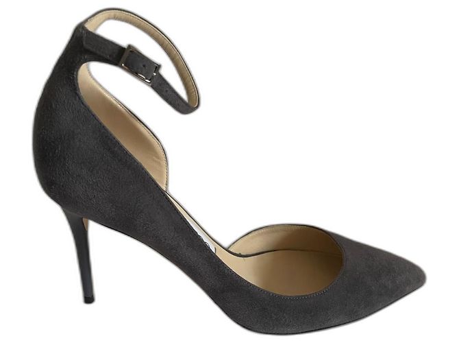 Jimmy Choo Absatzschuhe Wildleder Dunkelgrau Anthrazitgrau