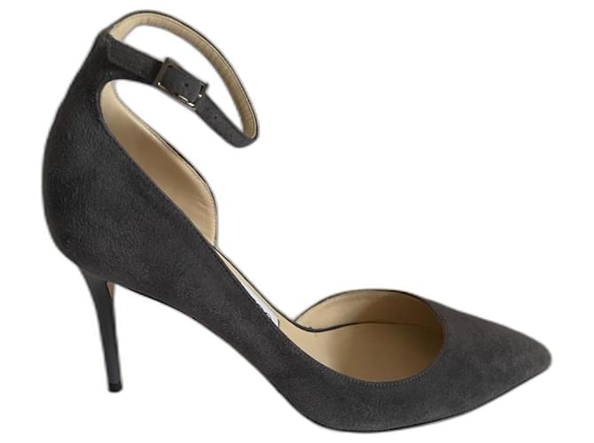 Jimmy Choo Talons Suede Gris anthracite  ref.959748
