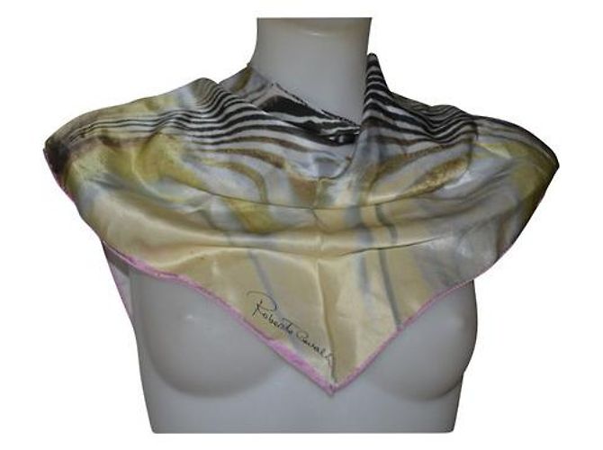 Fular triangular Roberto Cavalli Creed de seda Multicolor