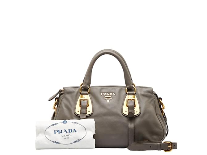 Prada Leather Handbag BN1904 Grey Pony-style calfskin  ref.959817