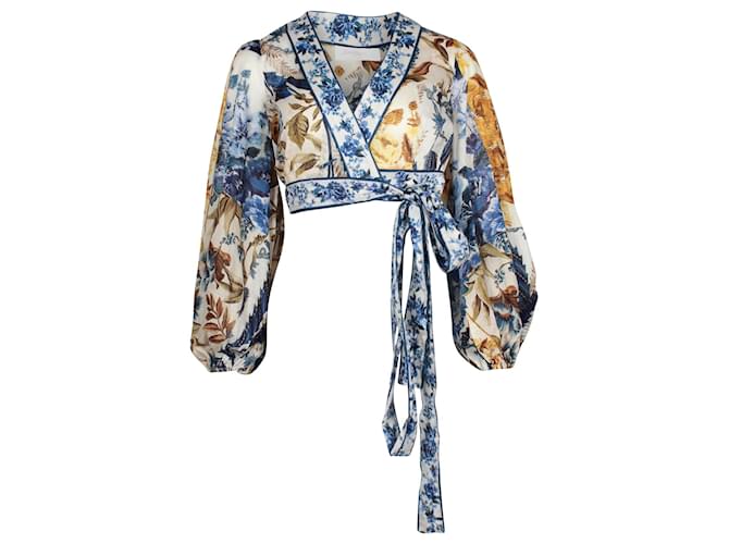 Blusa cruzada corta de gasa en algodón con estampado floral Aliane de Zimmermann  ref.960050