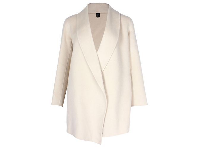 Theory Shawl Collar Short Coat in Beige Cashmere