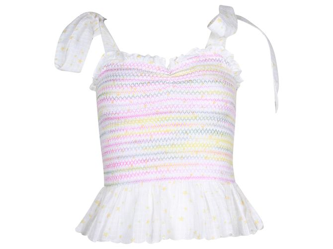 LOVESHACKFANCY Top fruncido Bucky de algodón blanco