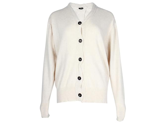 Isabel Marant Knitted Cardigan in Cream Wool White  ref.960064