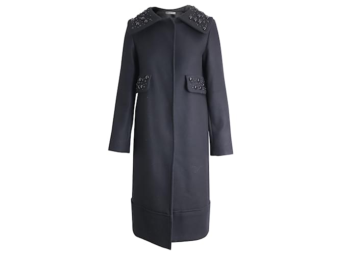 Alberta Ferretti verzierter Mantel aus schwarzer Wolle  ref.960074