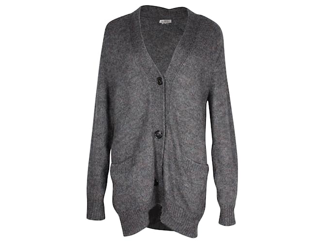 Isabel Marant Oversized V Neck Cardigan in Grey Mohair Wool  ref.960082