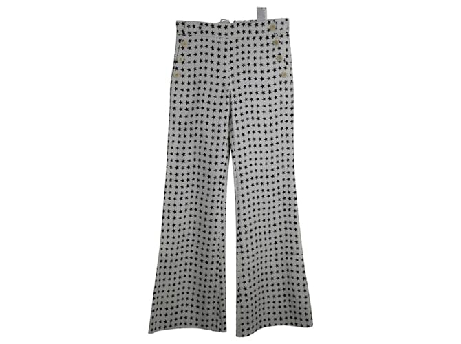 Pantalones acampanados con estampado de estrellas Zirlo de Max Mara en algodón blanco  ref.960088