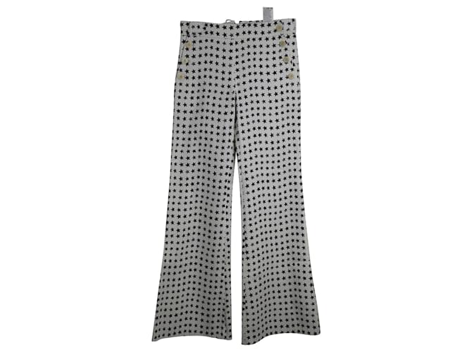 Max Mara Zirlo Star Print Flared Pants in White Cotton  ref.960088